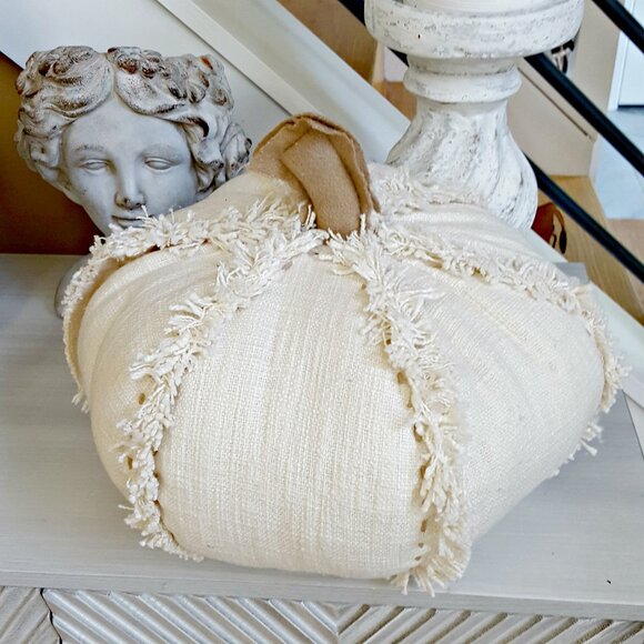 BOHO Farmhouse  LARGE 14" PUMPKIN Pillow DECOR - Picture 1 of 3